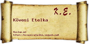 Kövesi Etelka névjegykártya